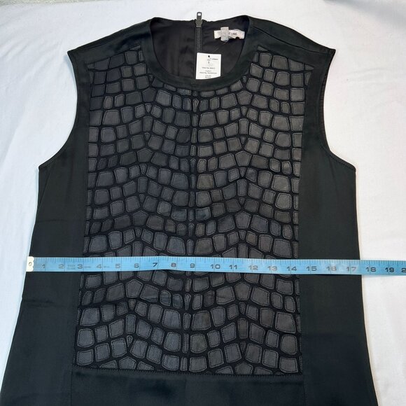 NWT Helmut Lang Fractal Mini Dress Faux Leather Leopard Satin Black Shift  2 - Picture 10 of 15